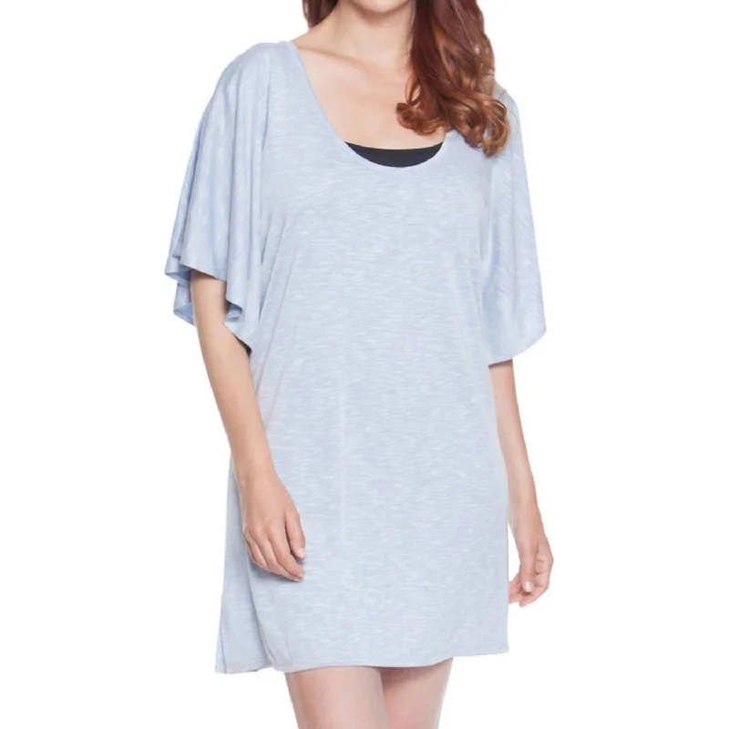 Stylish Women's Apparel Cabana Flutter Tunic In Dot Calling Blue