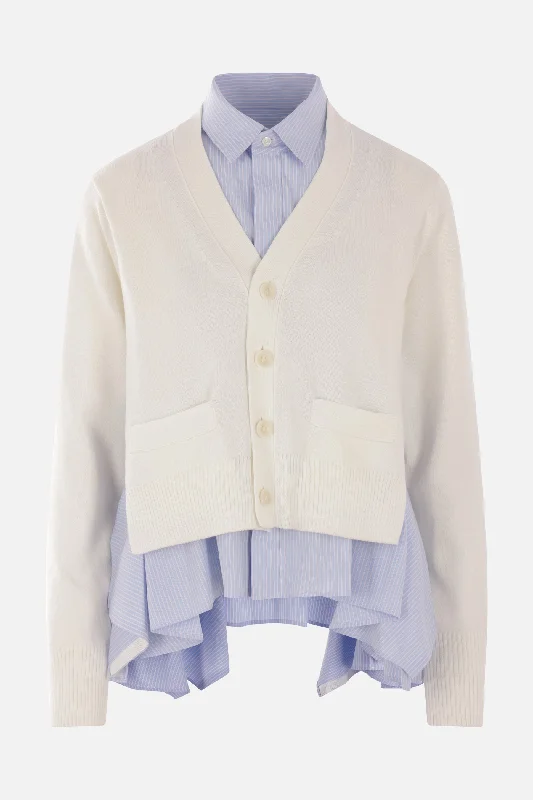 Women's Clothes poplin shirt with overlay cardigan