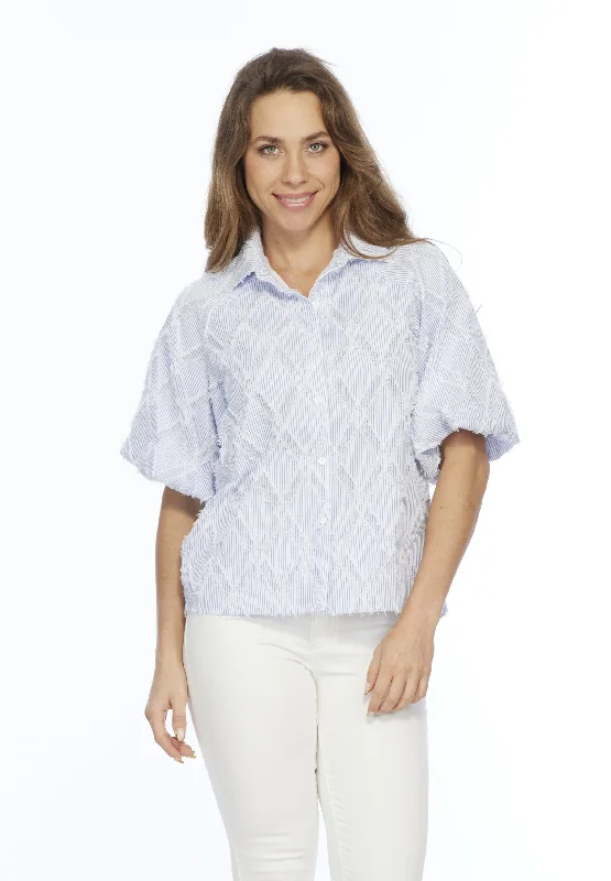 Women's Cozy Outfit For Lounging Embroidered Short Sleeve Top | Halo LIOR