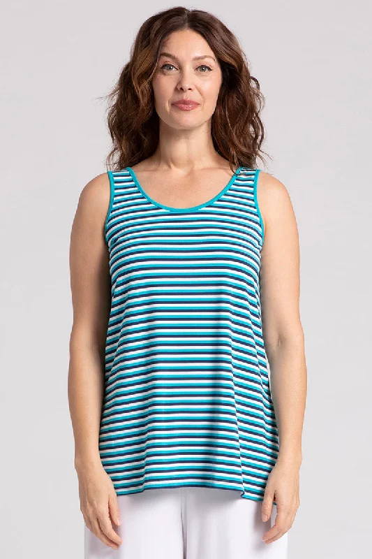 Stylish Women's Outfit Bamboo Reversible Go To Tank | Blue Multi