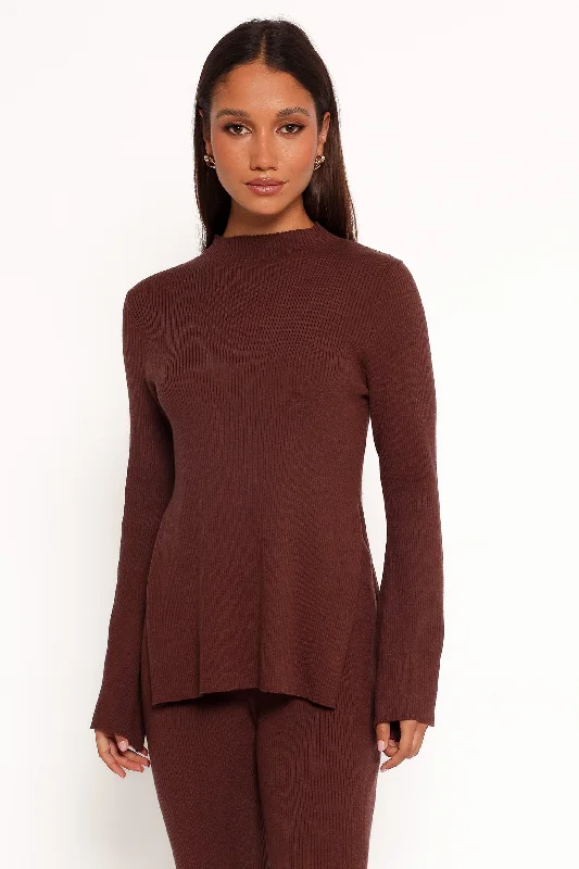 Women's Elegant Garments Adrienne Knit Top - Chocolate