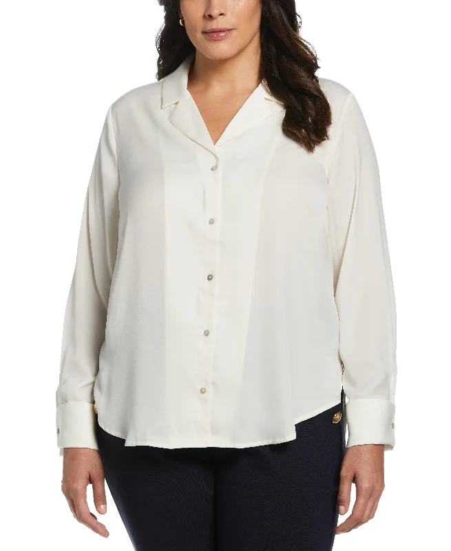 Classic Women's Clothing Styles Plus Size Notch Collar Blouse