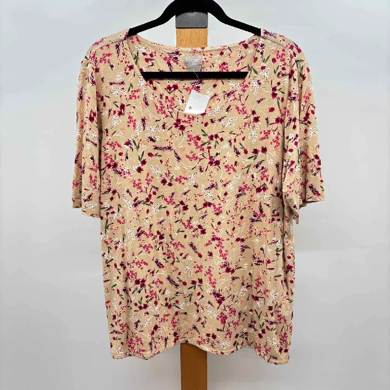 Women's Outdoor Attire Chico's Women's Size XL Tan Floral Short Sleeve Shirt