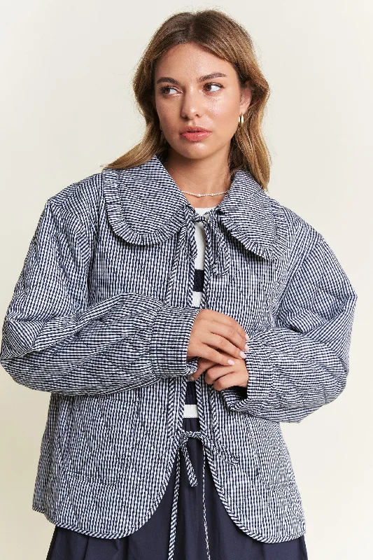 New Arrival Discounts Quilted Gingham Jacket - Black