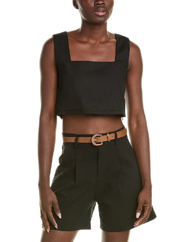 Clearance Sale SERENETTE Linen-Blend Crop Top