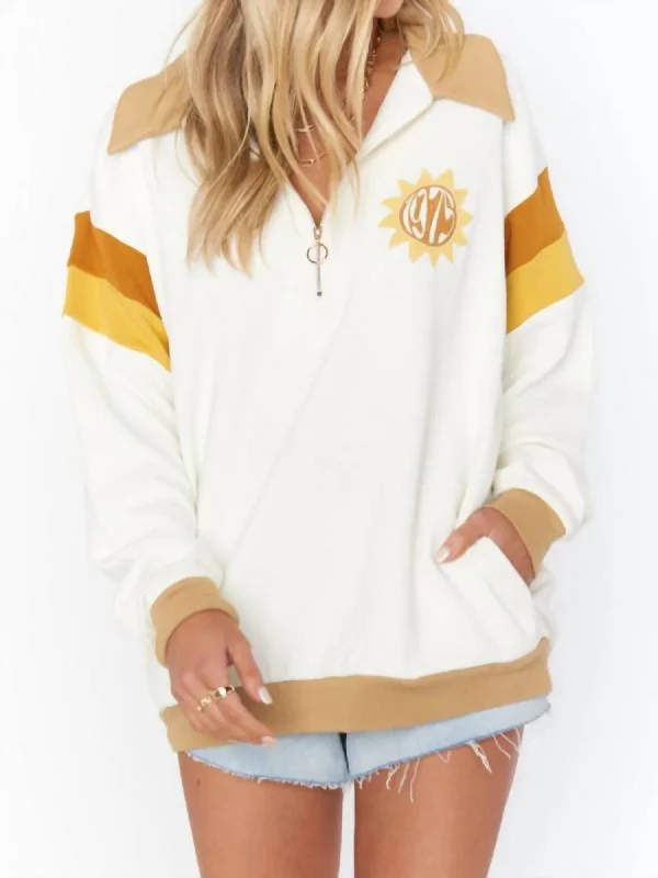 Women's Plus-Size Casual Outfit Benny Half Zip Sweatshirt Good Times In Off White