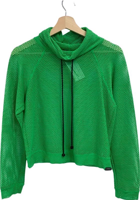 Laid-Back Elegance Koral Green Mesh Hoodie UK M