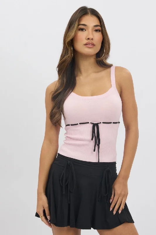 Women's Tailored Outfit Pink Singlet Knit Top