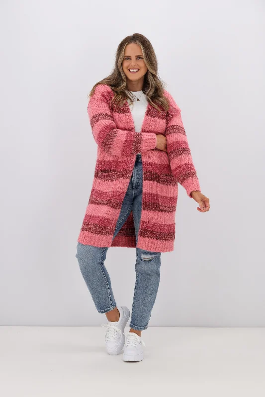 Best Online Boutiques For Women Charlotte the Label Mira Stripe Cardigan Pink