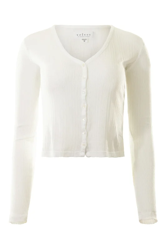 Trendy Online Boutiques Velvet Drew Cardigan in White