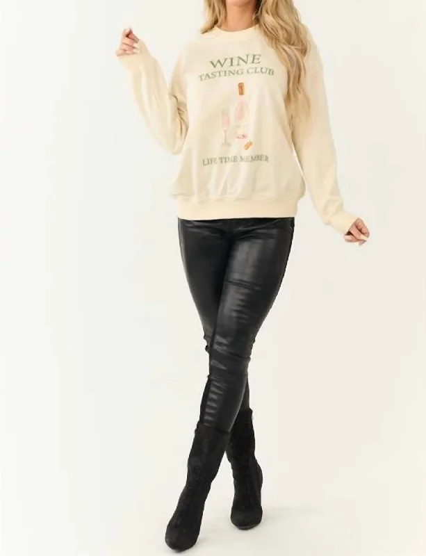 Women's Evening Wear Wine Tasting Club Sweatshirt In Cream