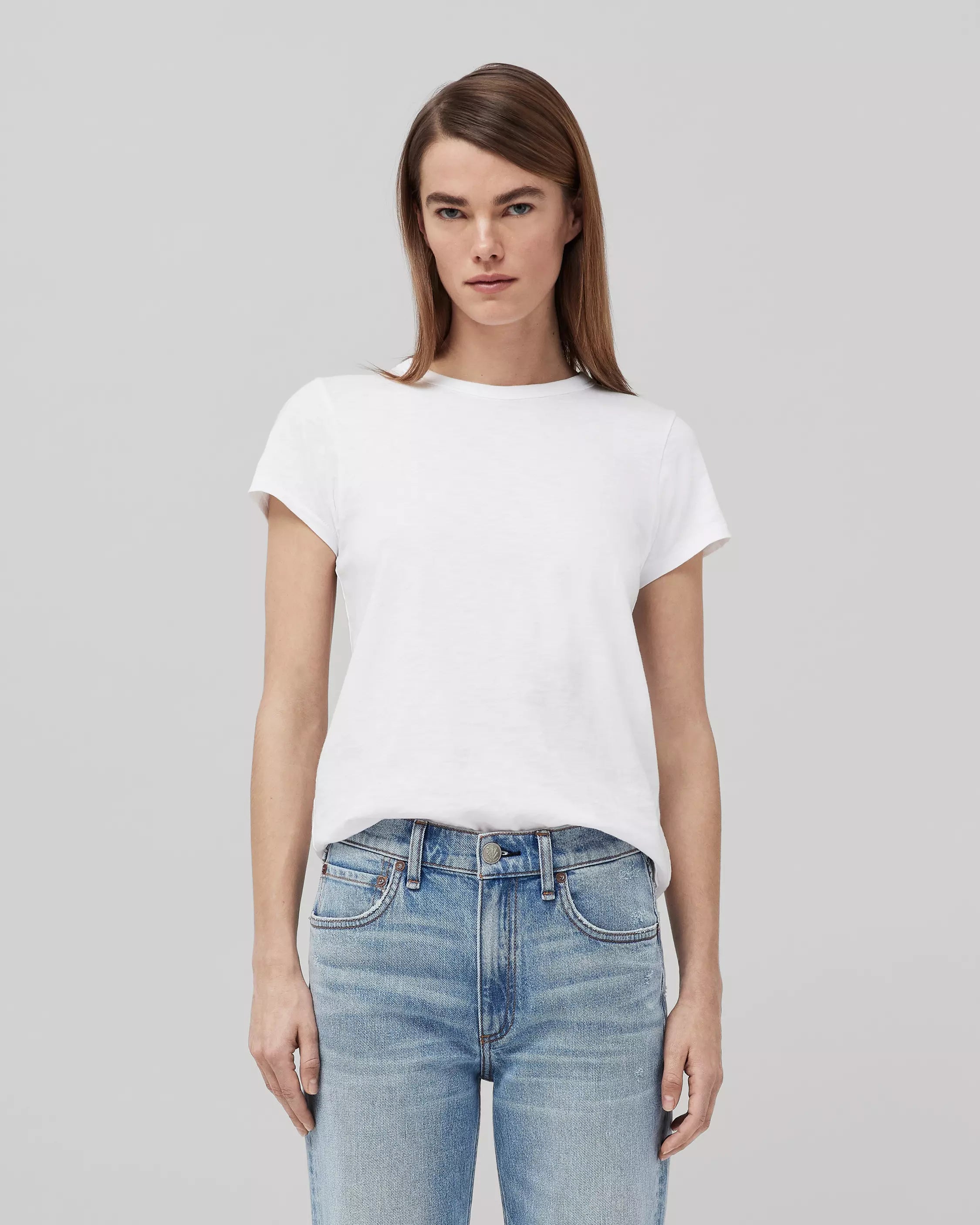 Chic Women's Attire The Slub Short Sleeve Tee - White