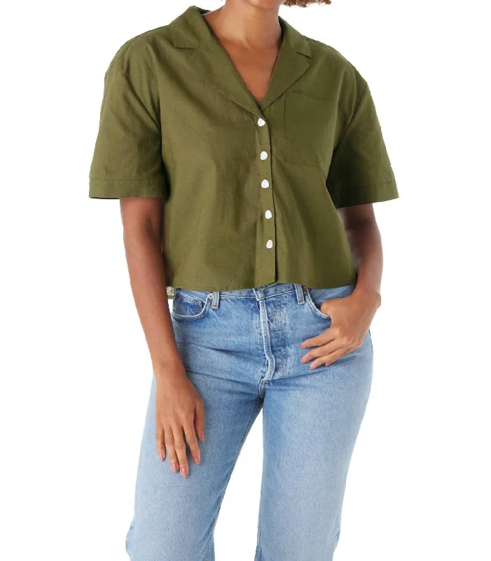 Women's Resort Garments Ida Short Sleeves Camp Shirt In Crocodile