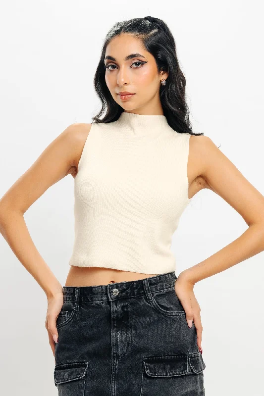 Trendy Online Boutiques High Neck Ribbed Crop Top