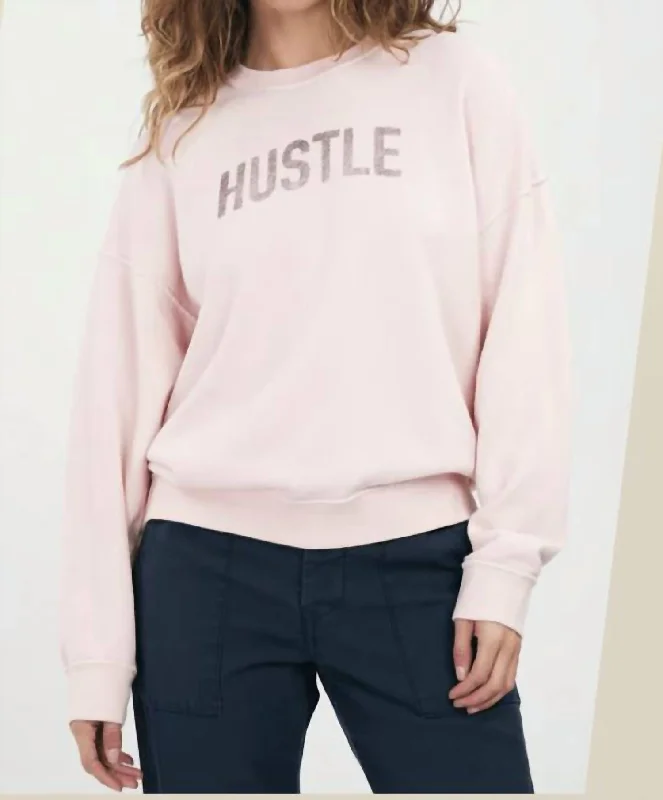 Women's Evening Wear Outfit Crewneck Sweatshirt Hustle In Pink