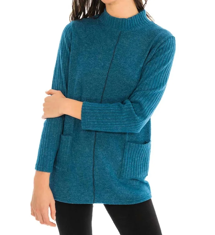 Women's Clothing Outfit Set A-Line Tunic With Pockets Top In Peacock