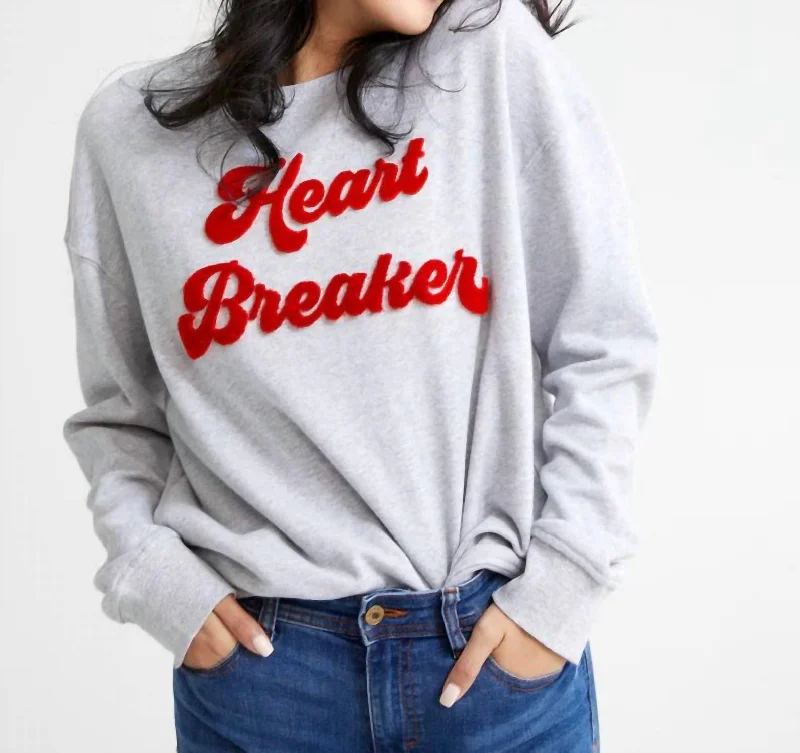 Women's Elegant Outfit Heart Breaker Sweatshirt In Grey