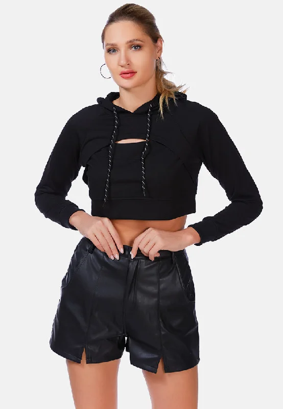 Online Shopping Boutiques all relaxed front slit cropped hoodie