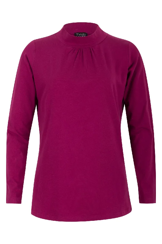 Business Casual Outfits Season basic Turtle neck Top | Berry | 6555BR