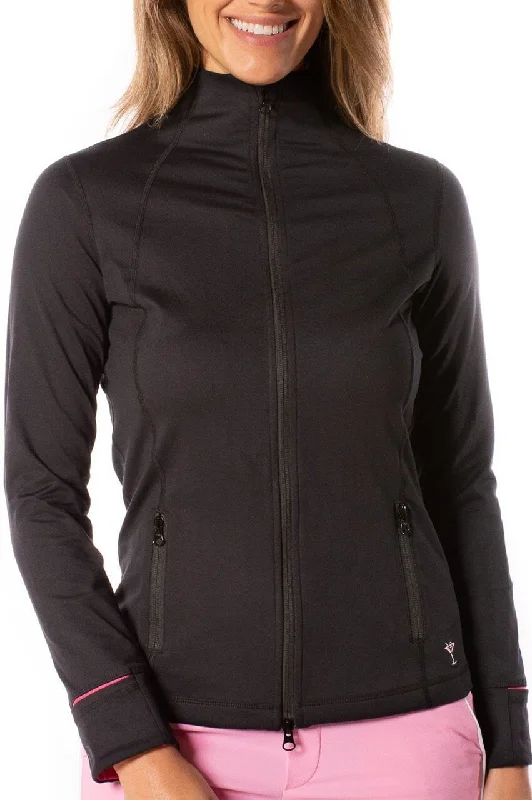 Women's Online Clothing Boutique Black/Hot Pink Double-Zip Sport Jacket