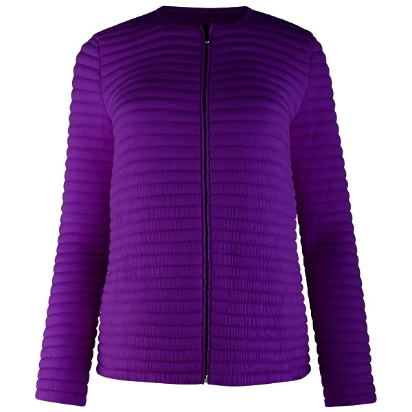 Women's Clothes Knitted Zip Bomber Jacket in Grape