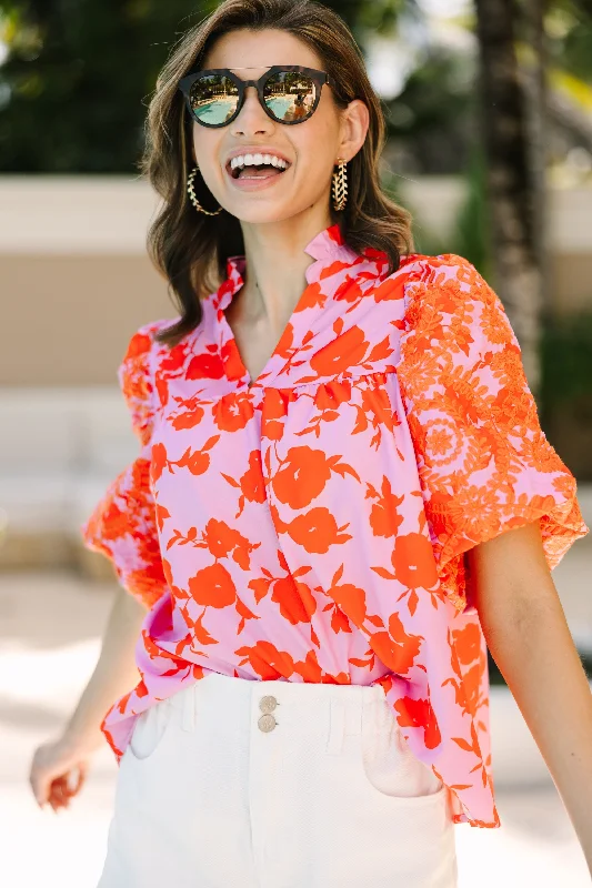 Affordable Luxury Women's Garments Bring Your Joy Pink Floral Blouse