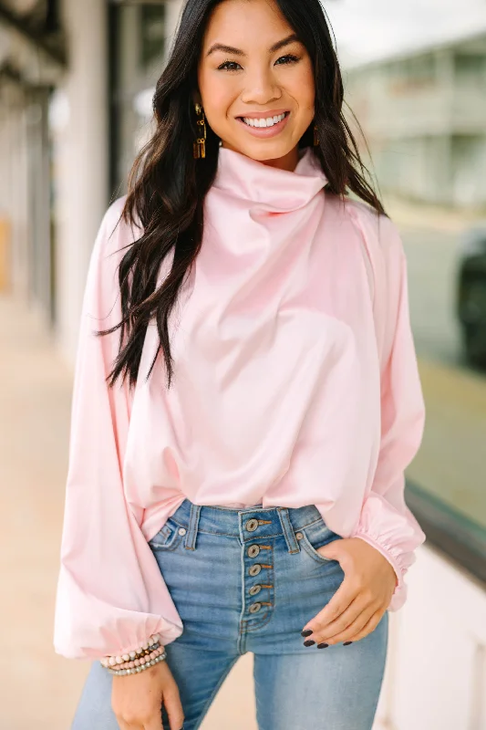 Women's Outerwear Garments Embrace The Joy Blush Pink Satin Blouse