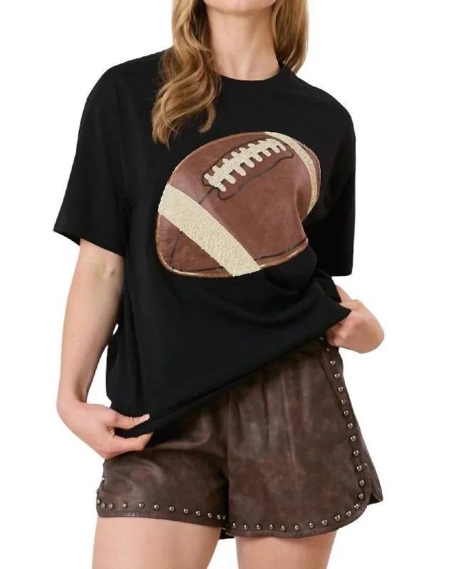 Casual Outfit For Women Football Short Sleeve Top In Black