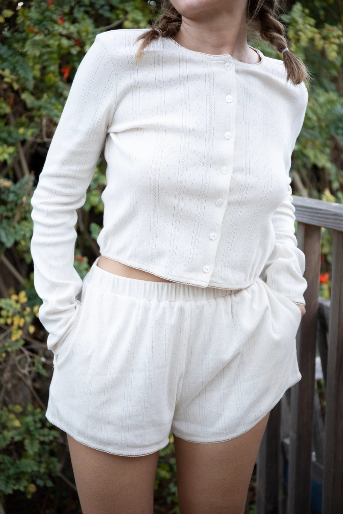 Sale For Women Basic Pointelle Cardigan - Cream