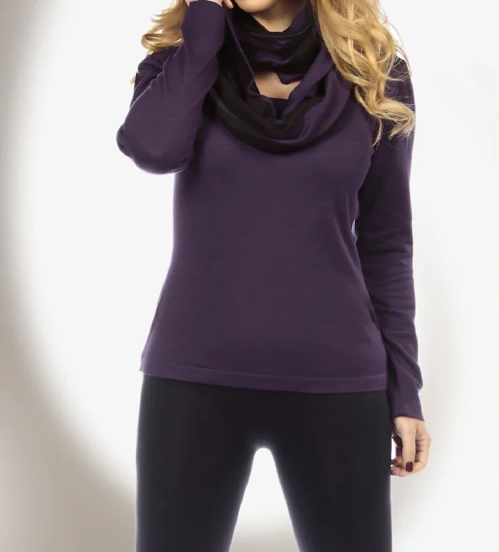 Hot Trends Long Sleeve Scoop Neck Top In Plum