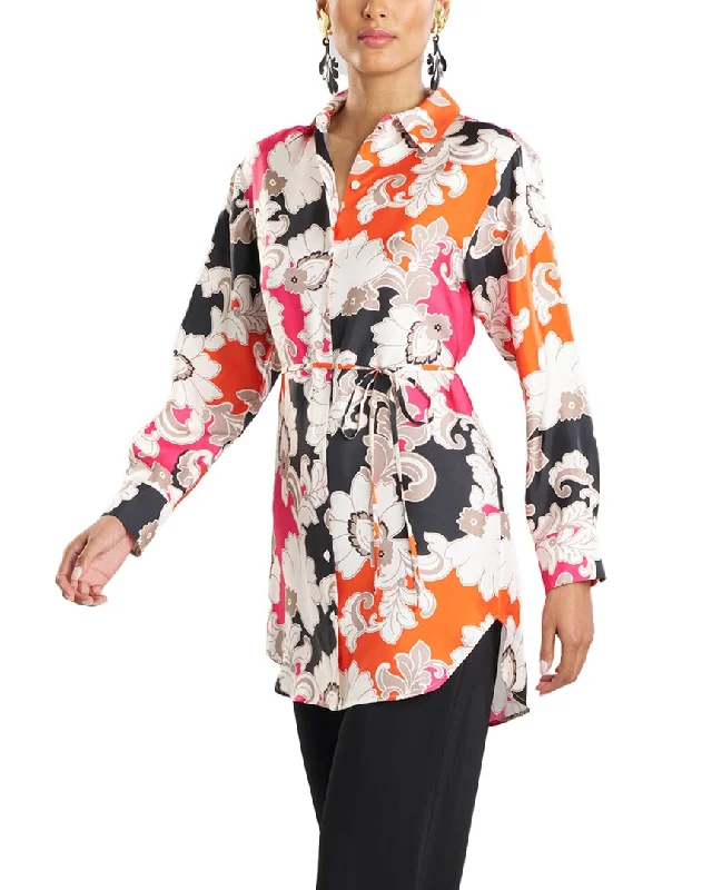 Luxury Women's Clothing Natori Cressida Printed Silk Twill Tunic