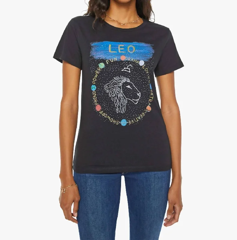 Casual Wear Leo Women's T-Shirt In Black