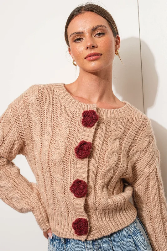 Clothes Sales Rose Button Cardigan