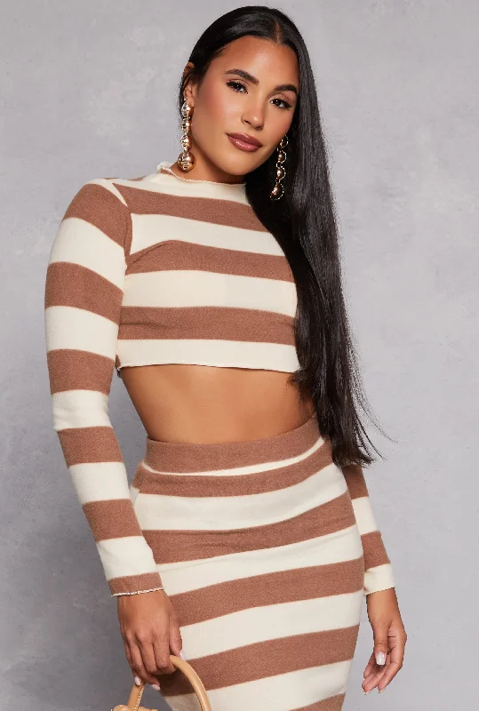 Sale On Sale Brush Knit Striped Crop Top