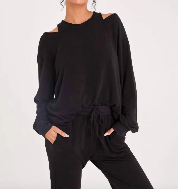 Comfortable Outfit For Women Osaka Cut Out Sweatshirt In Black