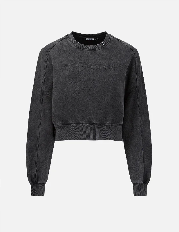 Online Boutiques Embossed Slogan Cropped Sweatshirt