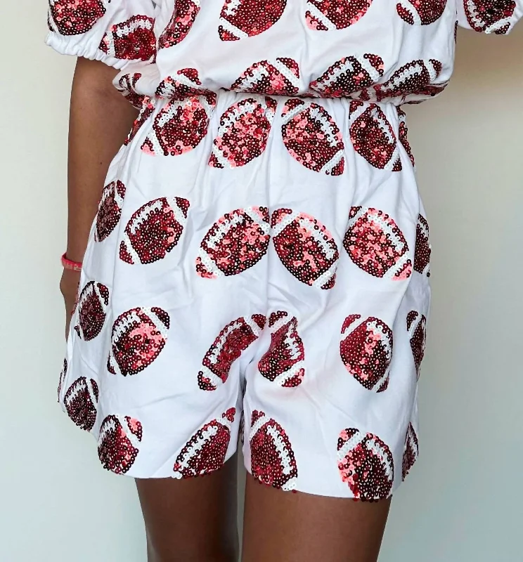 Women's Clothing Sale Online Sequin Football Short In Red/white