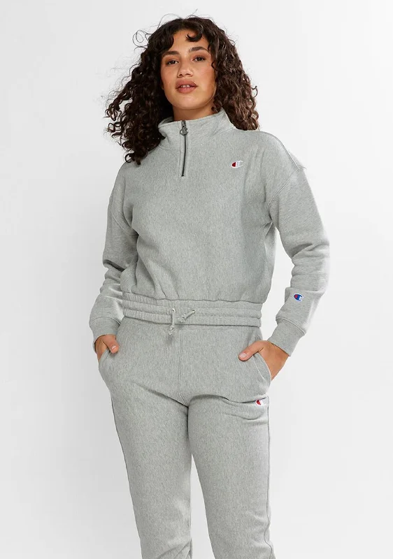 Best Boutiques Online Champion Womens Reverse Weave Quarter Zip Pullover Grey <br> CTKMN A3R