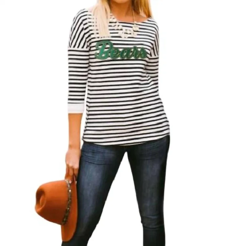 Women's Comfortable Garments Baylor University Side Button Applique Tunic In White/black