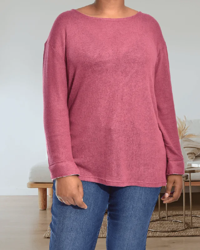 Casual Outfit For Women Burgundy  Knit Top