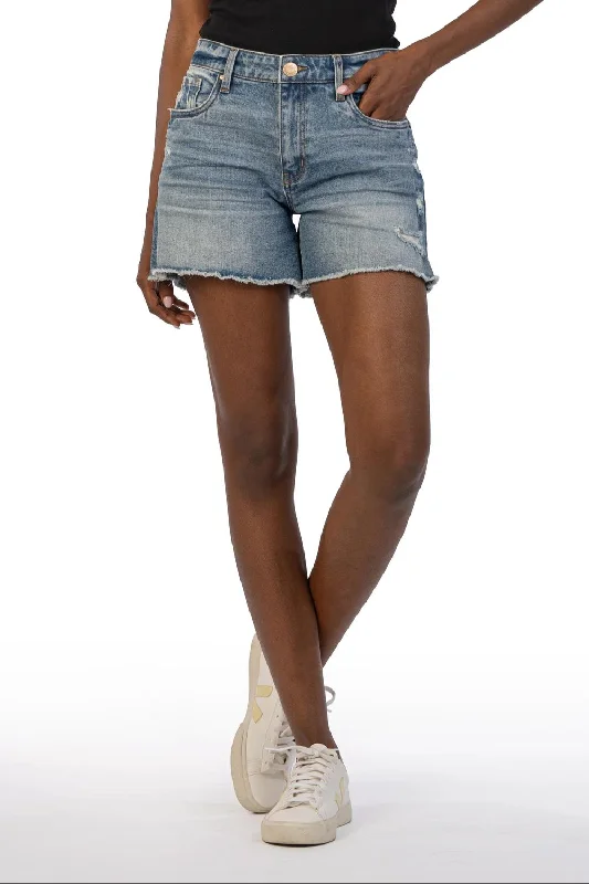 Chic Women's Clothing for Work and Travel Jane High Rise Short With Fray In Incorporated W/ Med Base Wash