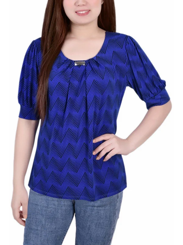 Fashionable Casual Tops Petites Womens Printed Pullover Top