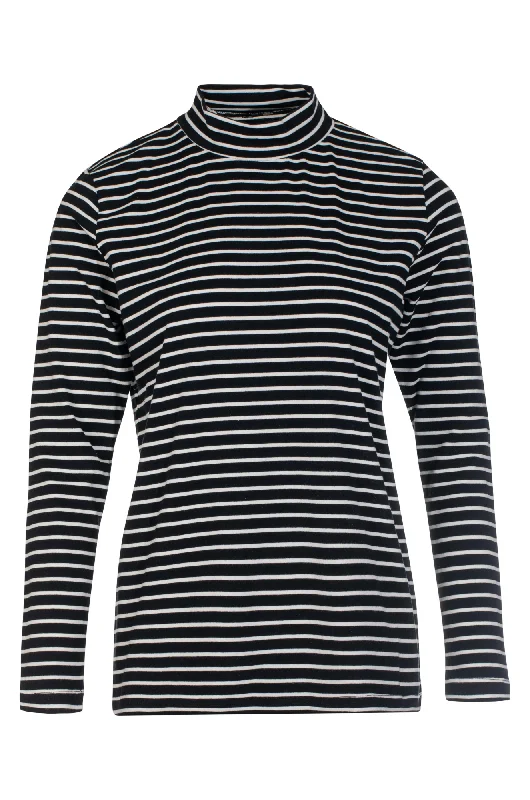 Casual Wear Stripe Turtle neck Top | BLACK IVORY | 6562BR