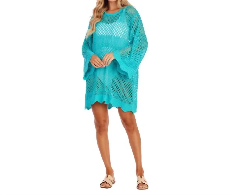 Charming Women's Outfit For Special Occasions Milton Crochet Tunics In Teal