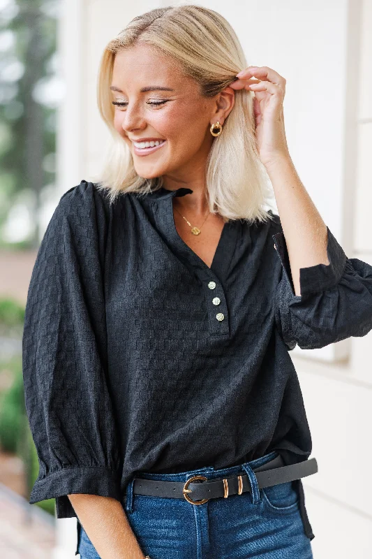 Women's Work Outfit For The Office Perfectly You Black Textured Blouse