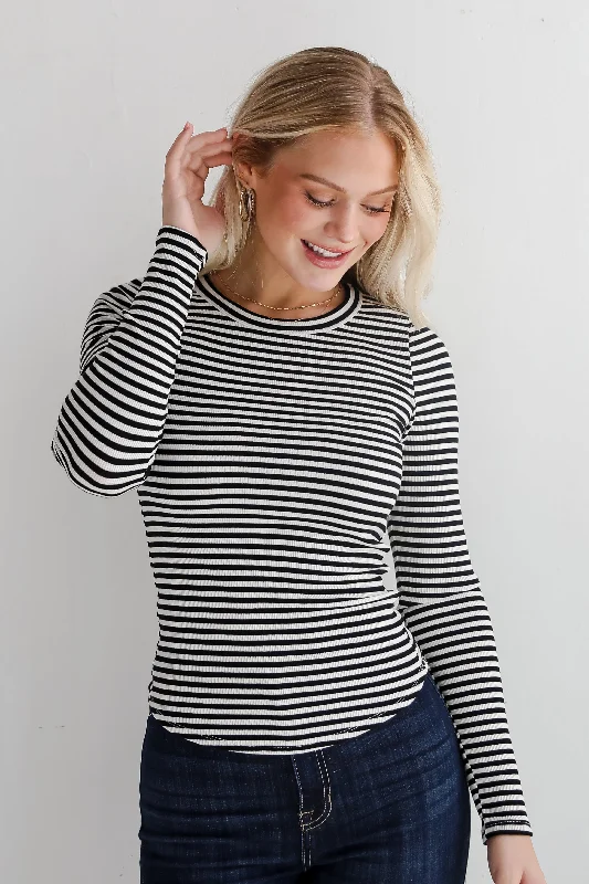 Women's Vacation Outfit Set FINAL SALE - Ashley Striped Ribbed Knit Top