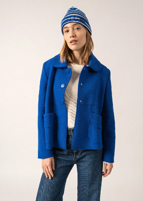 Trendy Boutiques Online VILLEDIEU - Short Boiled Wool Jacket for Women (ROYAL BLUE)