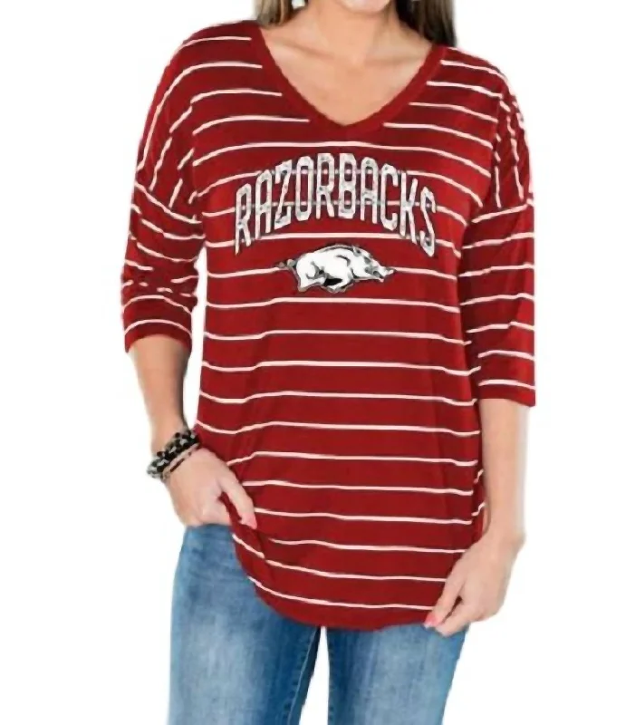 Stylish Women's Apparel University Of Arkansas Fall In Line Tunic In Red