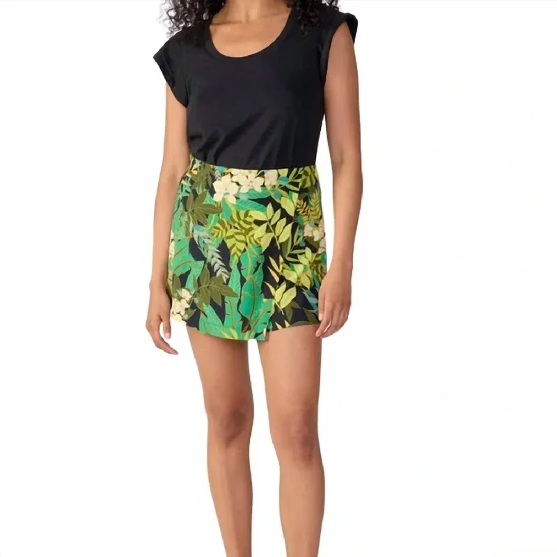 Chic Women's Clothing Wrap Skort In Tropical