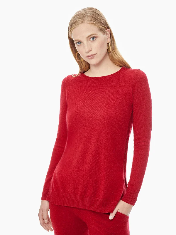 Women's Timeless Attire Bateau Neck Relaxed Cashmere Tunic, Red